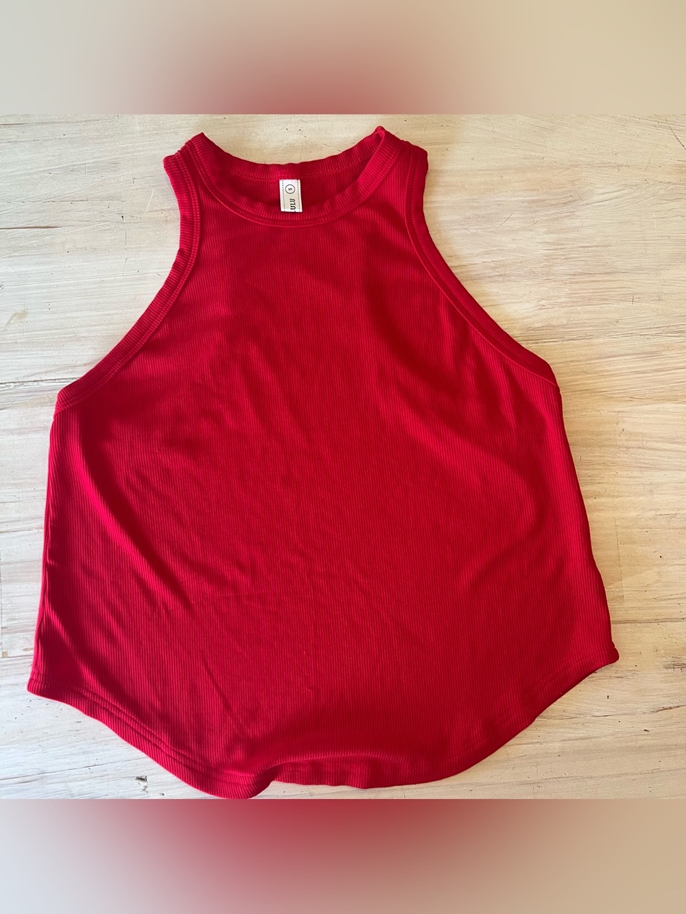 Ribbed High-Neck Tank Top - Red